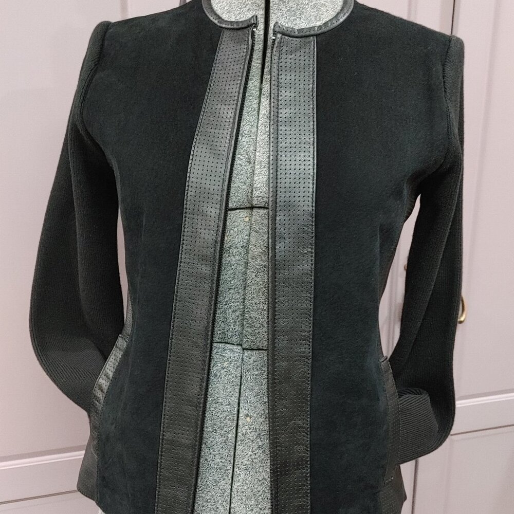 Escapade Brand Leather and Suede Jacket, Size Small, Black